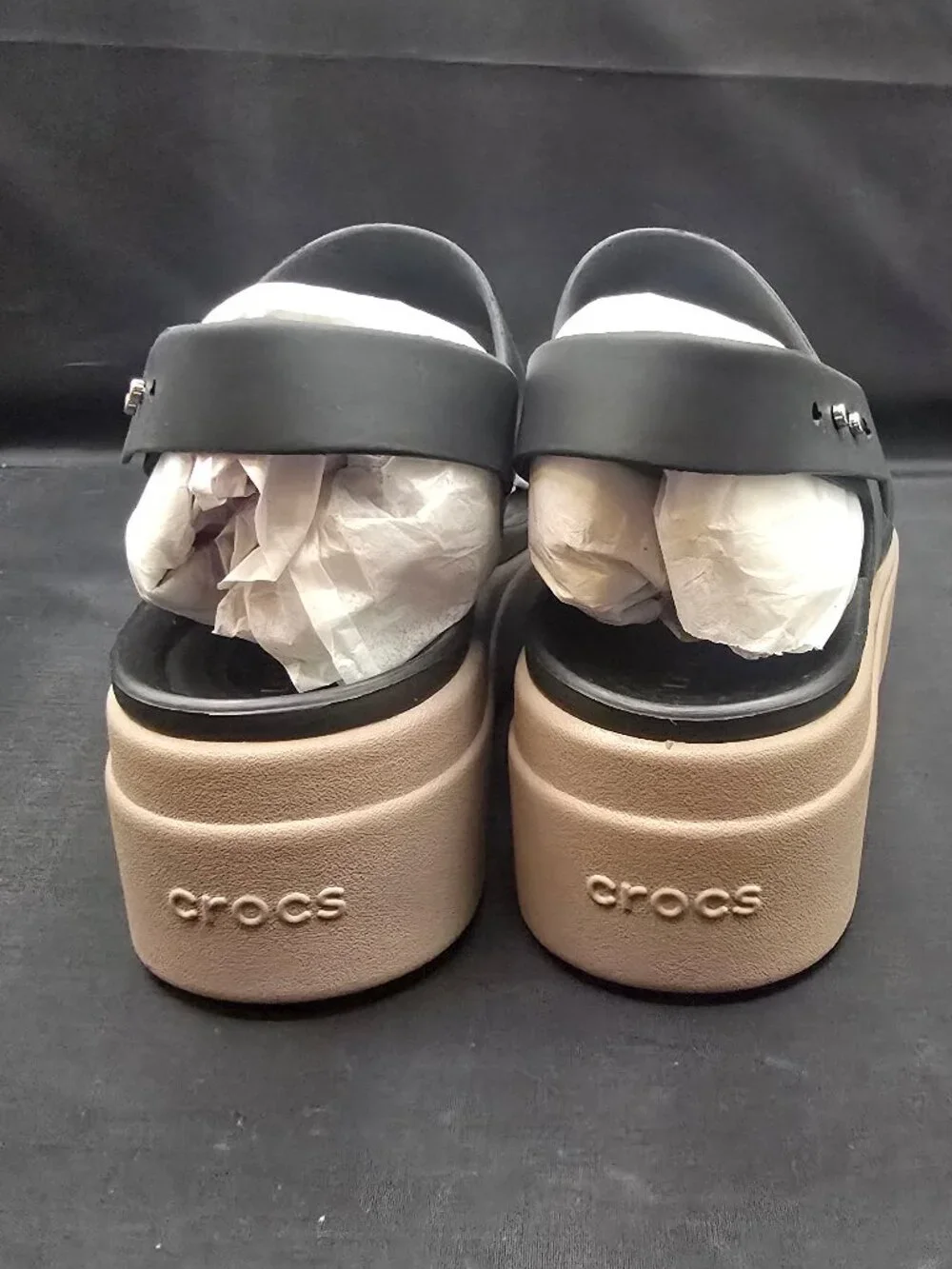 Crocs Brooklyn Low Wedge Black Mushroom Women's 9